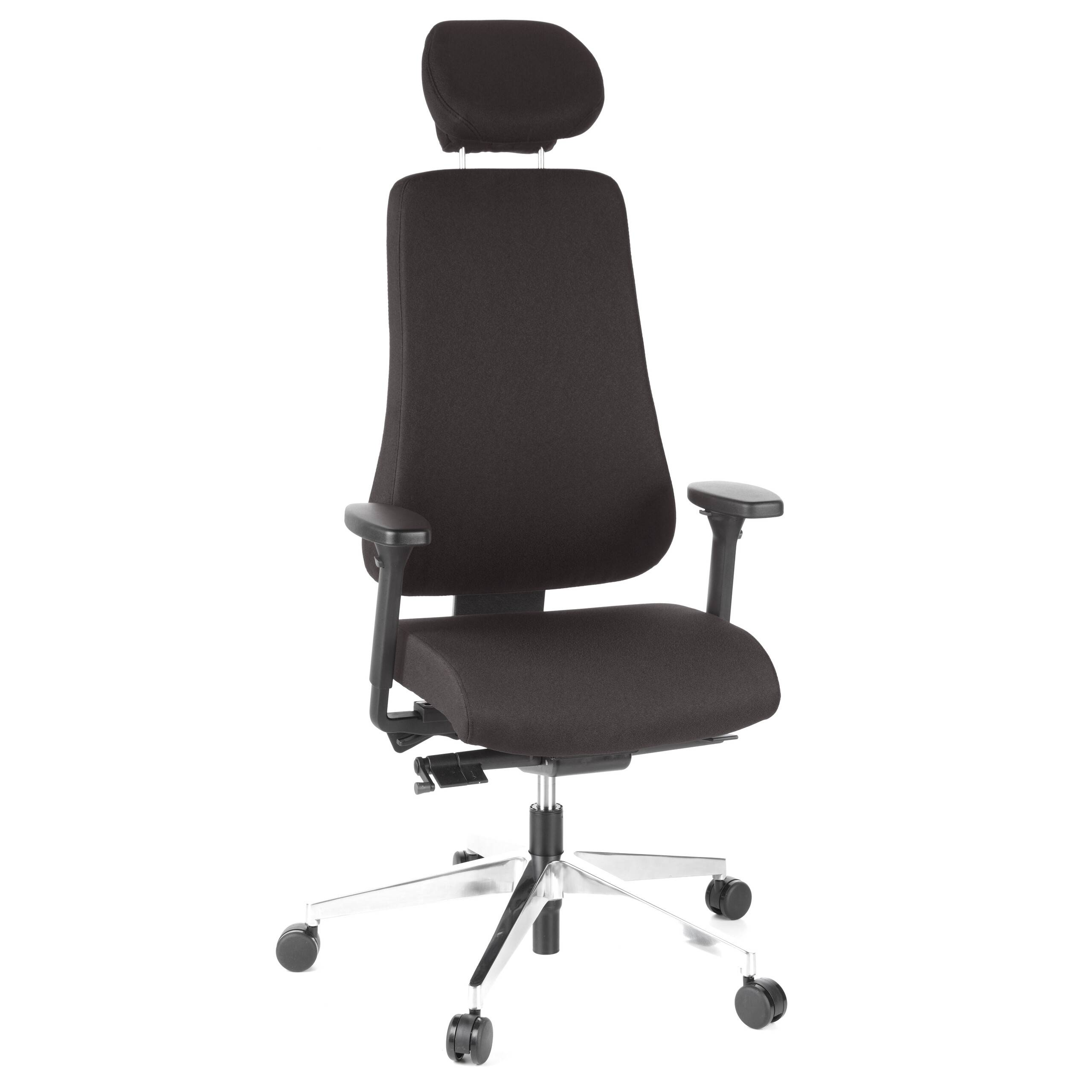 Bürostuhl Chefsessel PRO-TEC 400 Stoff schwarz Alu poliert hjh OFFICE