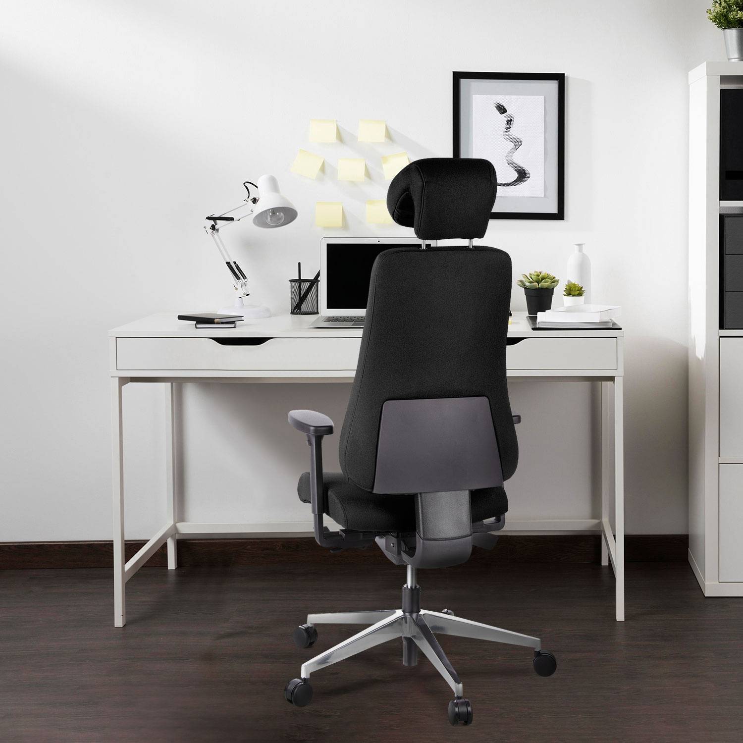 Bürostuhl Chefsessel PRO-TEC 400 Stoff schwarz Alu poliert hjh OFFICE