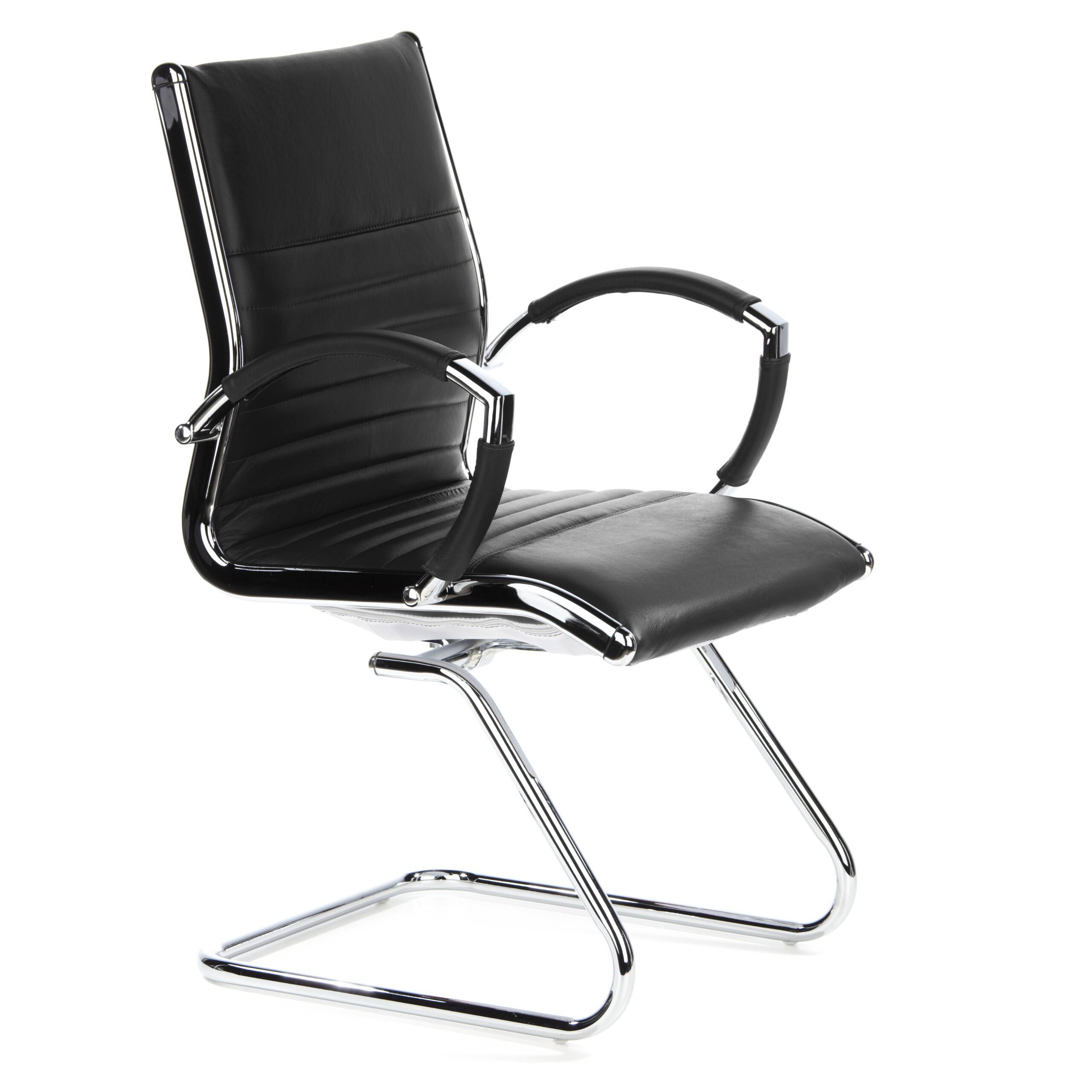 Konferenzstuhl Freischwinger Stuhl PARMA V Leder schwarz Chrom hjh OFFICE