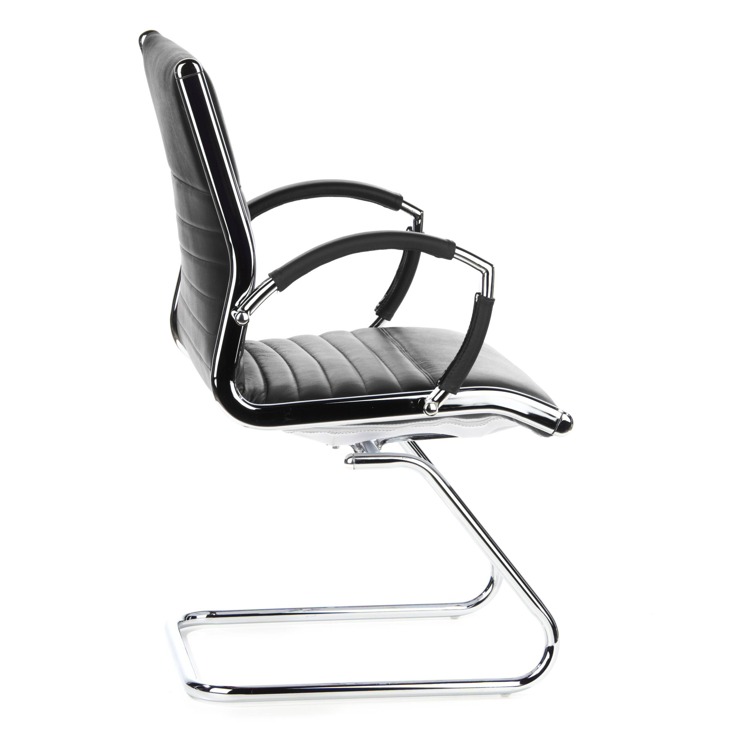 Konferenzstuhl Freischwinger Stuhl PARMA V Leder schwarz Chrom hjh OFFICE