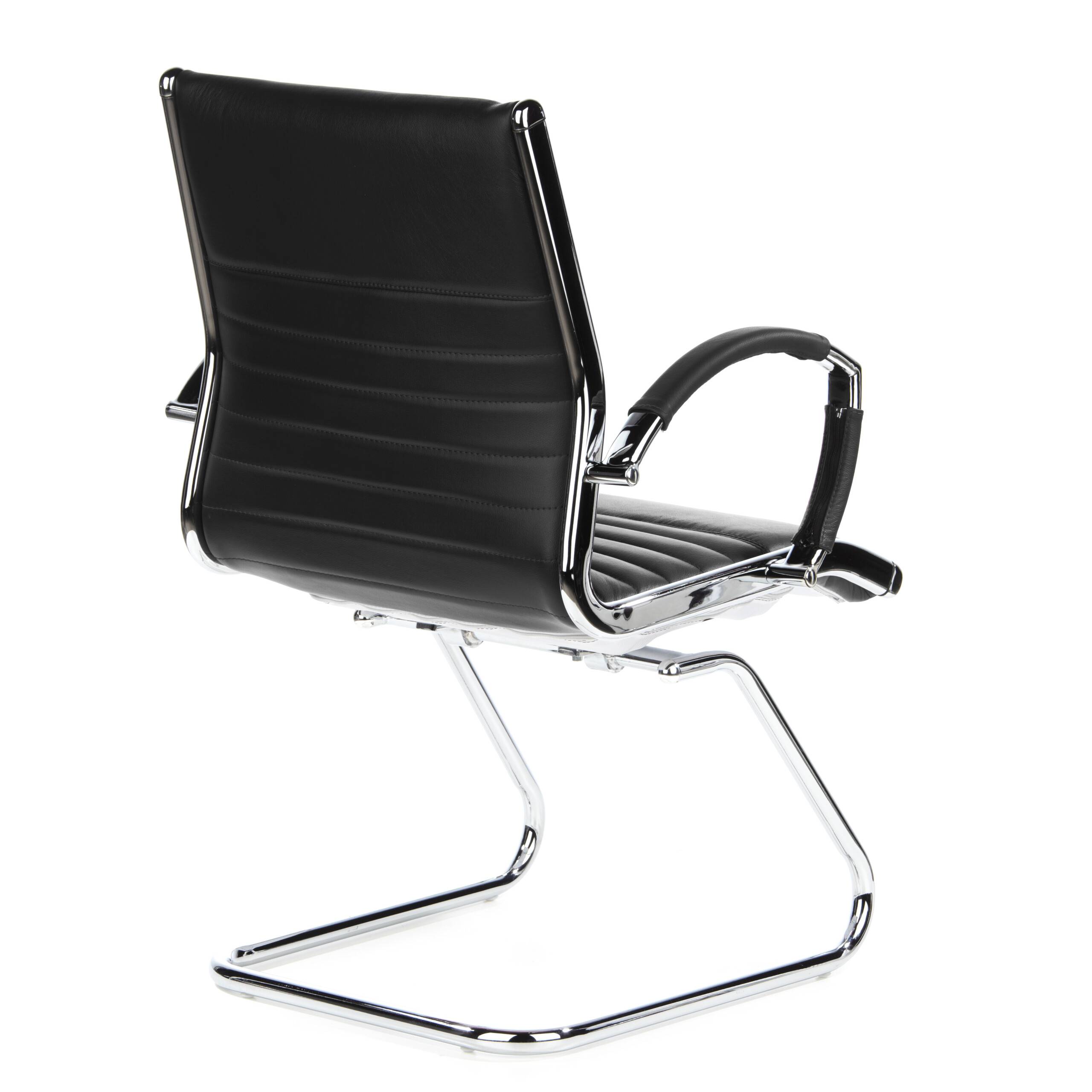 Konferenzstuhl Freischwinger Stuhl PARMA V Leder schwarz Chrom hjh OFFICE