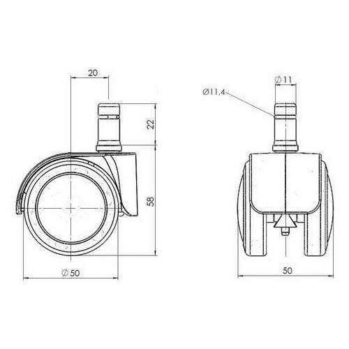 5x Design-Rollen ROLO LUX 11mm 50mm Büro-Stuhl-Rollen für Hartböden Chrom (5er Pack) hjh OFFICE
