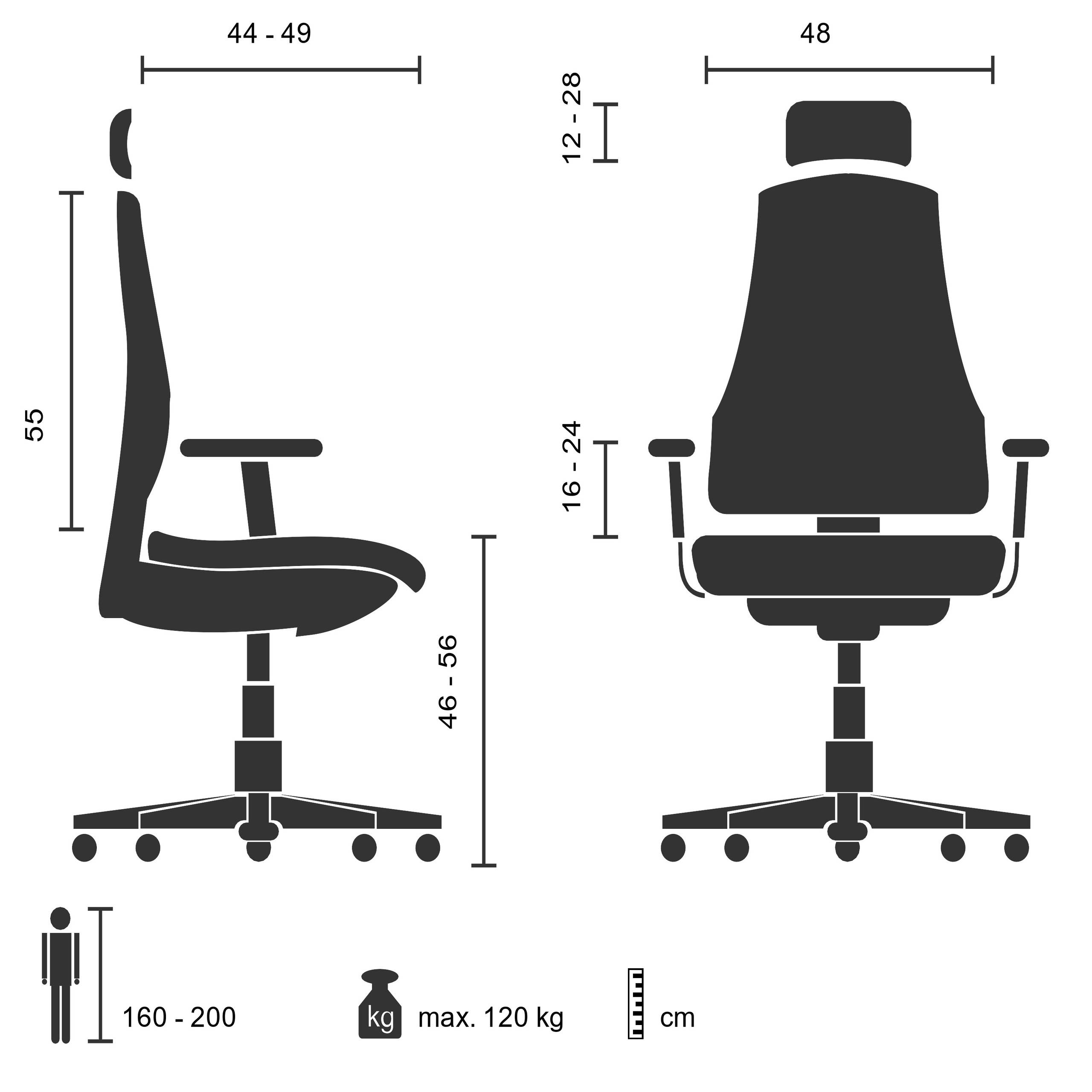 Bürostuhl Chefsessel PORTO MAX HIGH Sitz Stoff Rücken Netz schwarz hjh OFFICE