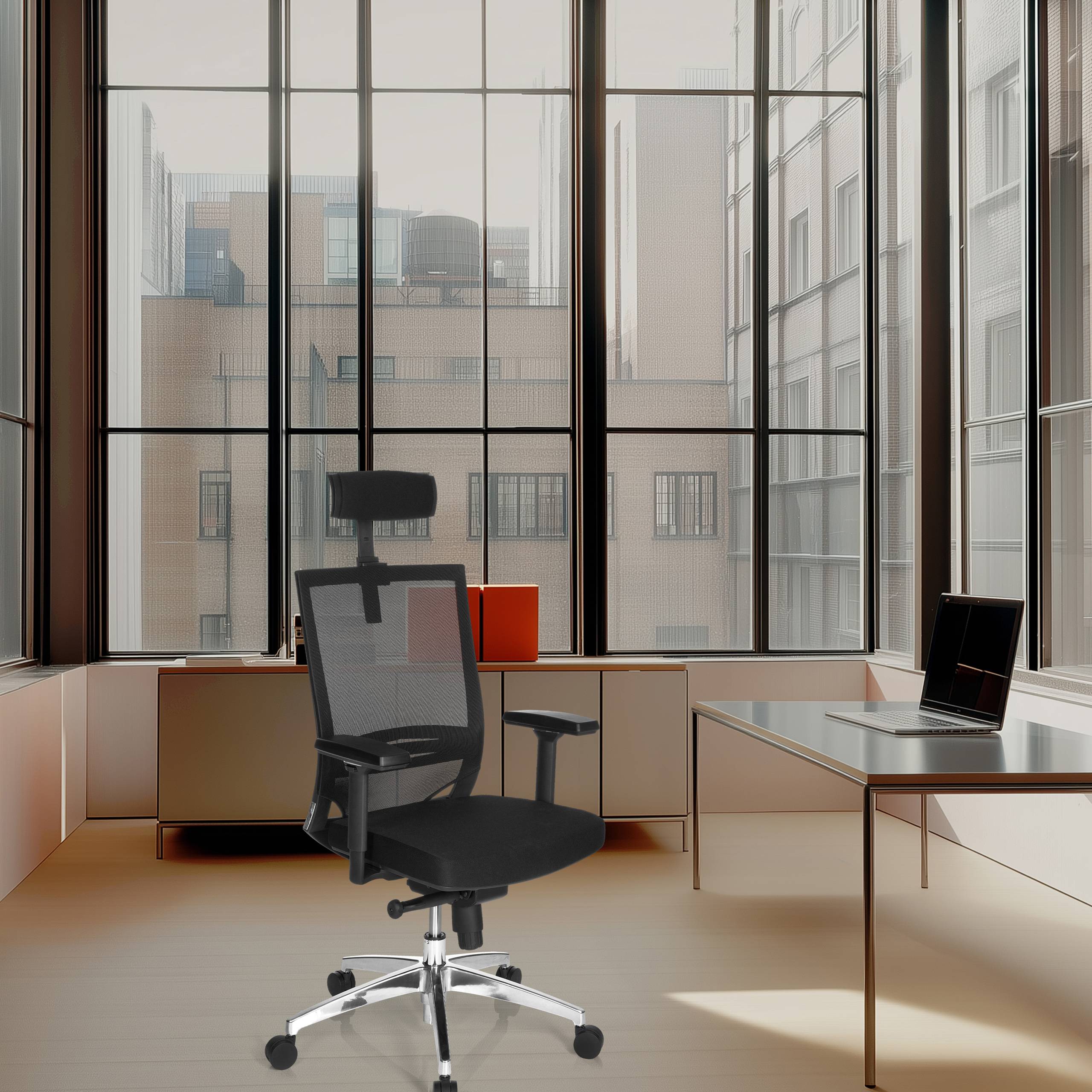 Bürostuhl Chefsessel PORTO MAX HIGH Sitz Stoff Rücken Netz schwarz hjh OFFICE