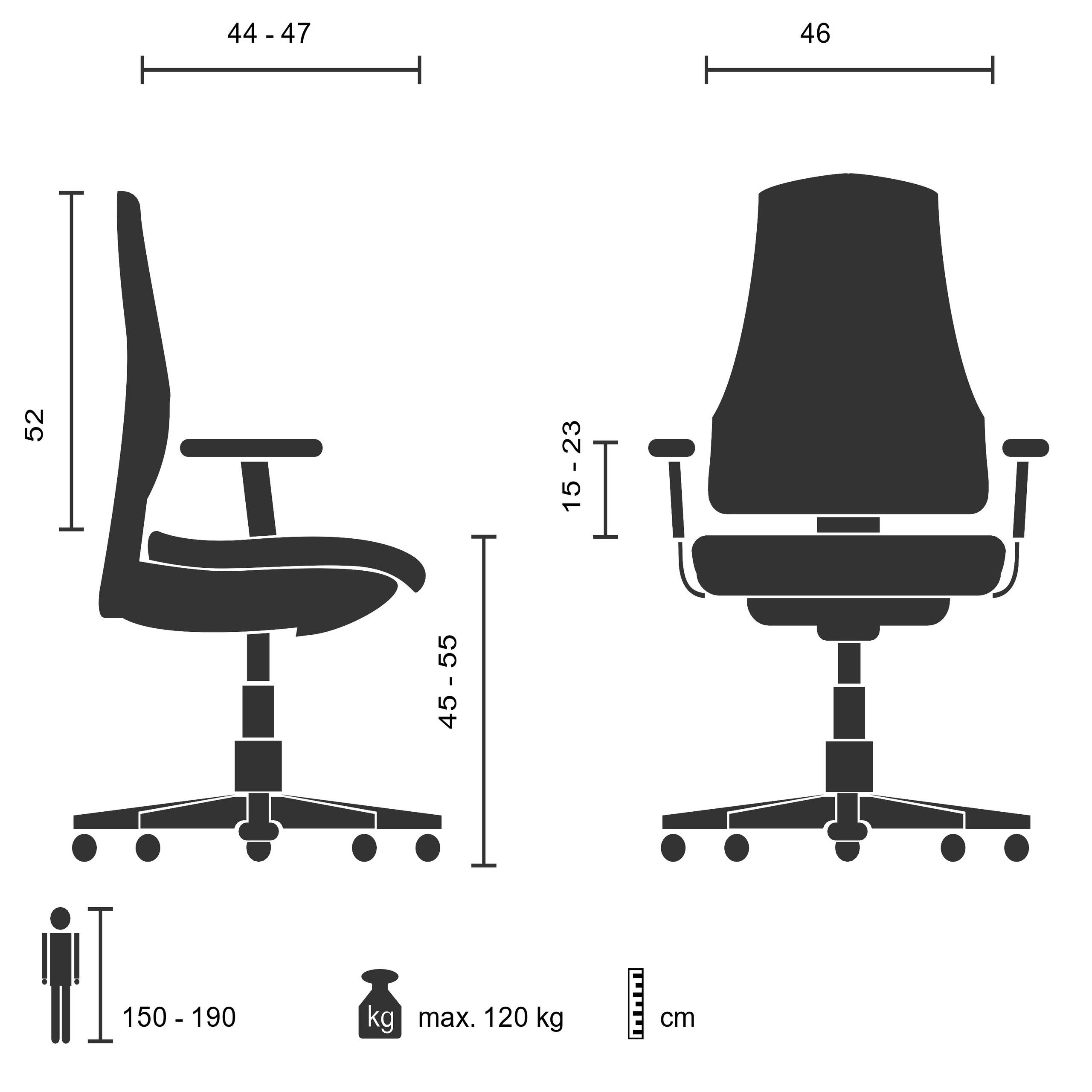 Bürostuhl Drehstuhl ASPEN WHITE Netzstoff transparent Sitz Stoff grau hjh OFFICE
