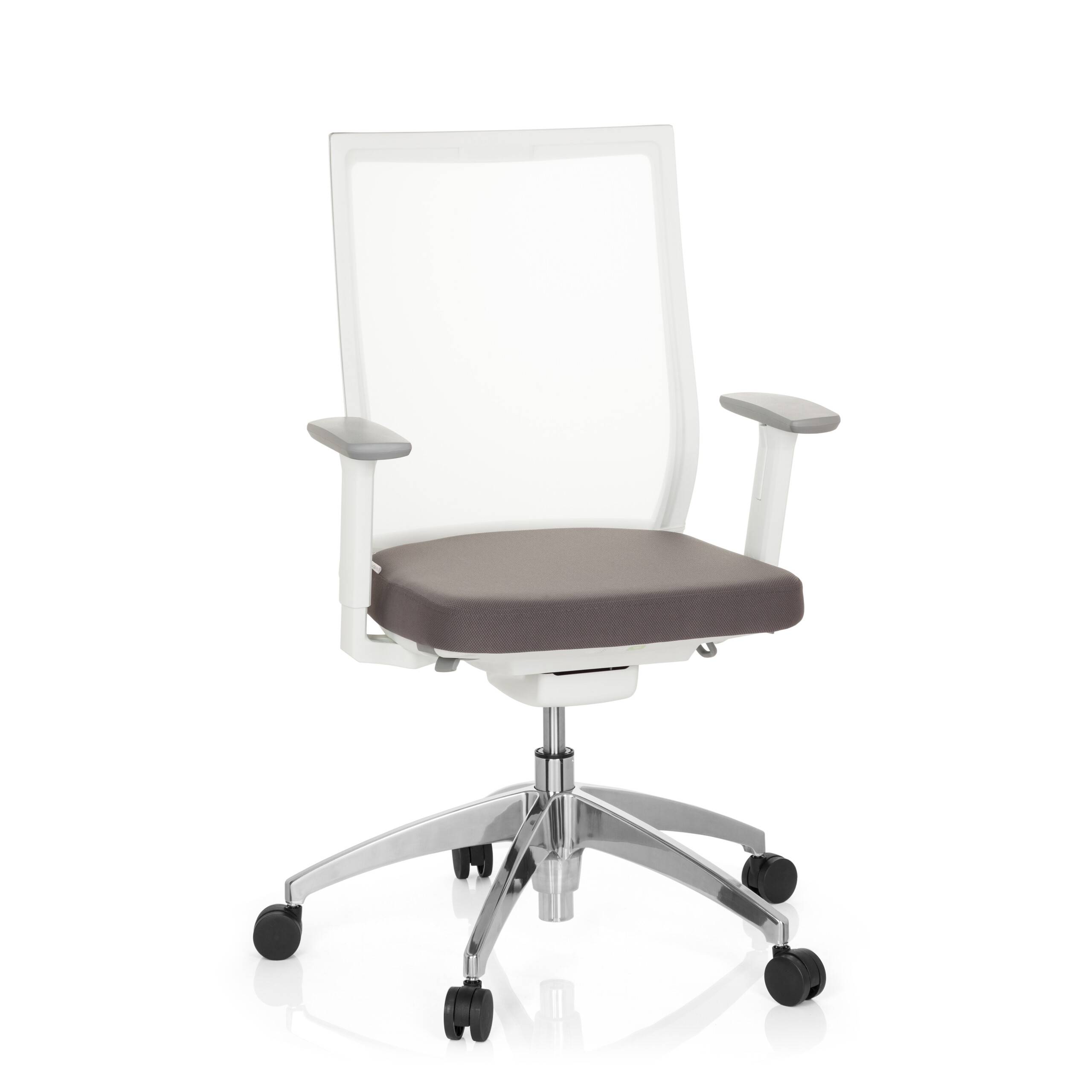 Bürostuhl Drehstuhl ASPEN WHITE Netzstoff transparent Sitz Stoff grau hjh OFFICE