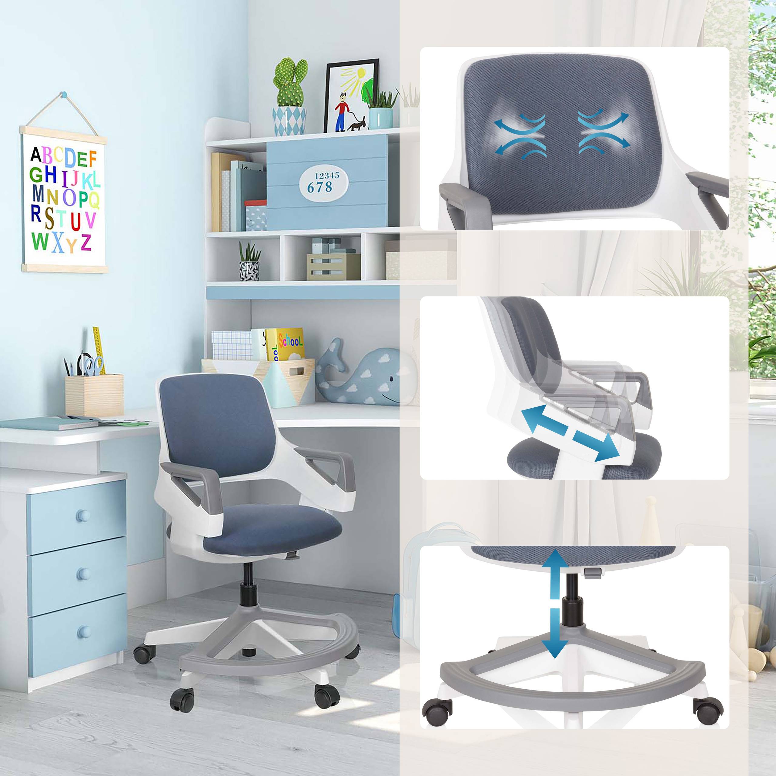 Kinderstuhl KID FLEX Netzstoff blau grau hjh OFFICE