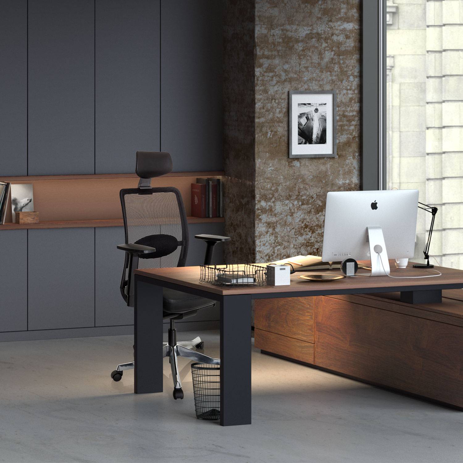 Bürostuhl Drehstuhl SENATOR PRO Netzstoff Leder schwarz hjh OFFICE