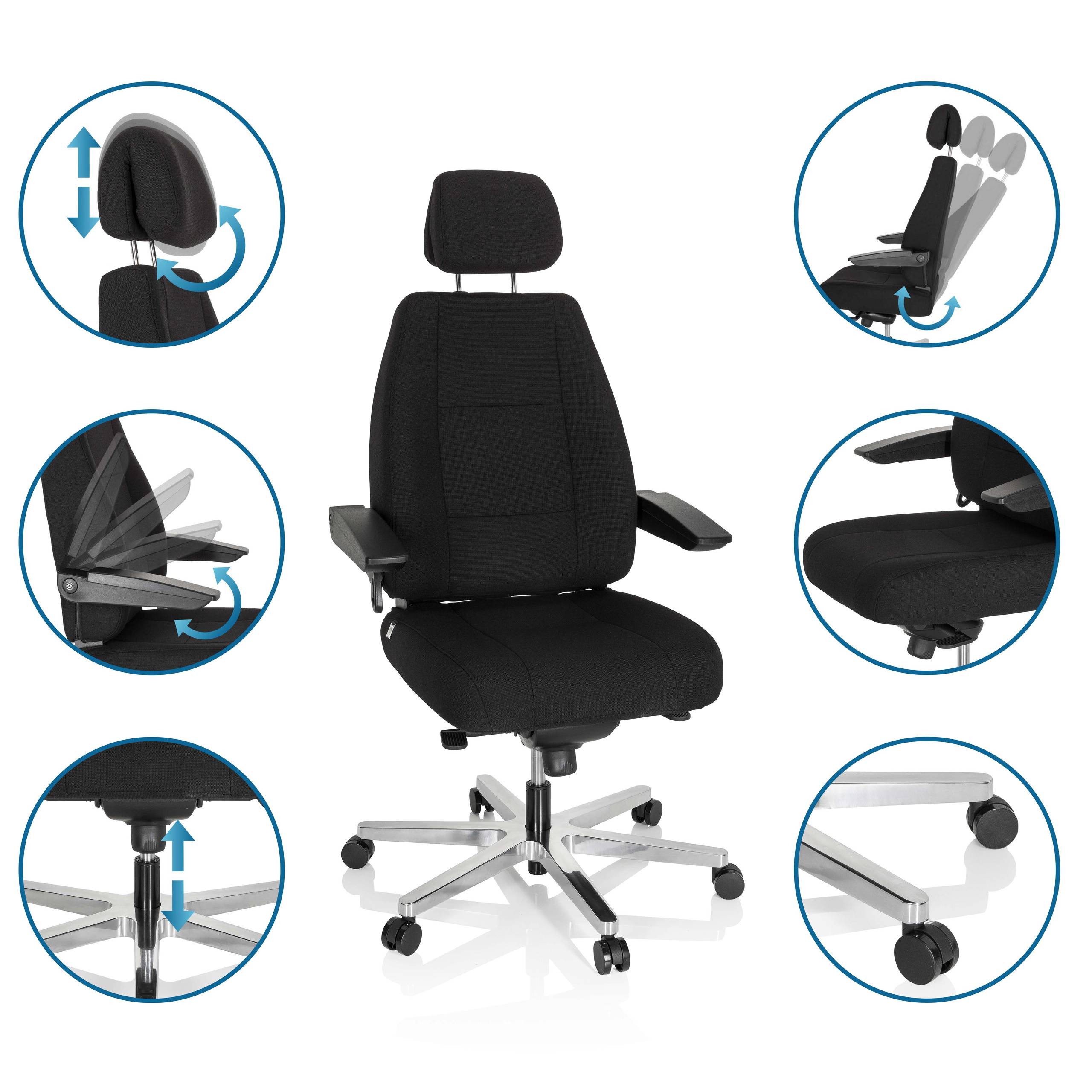 Arbeitsstuhl Chefsessel 24 HOURS I Stoff schwarz hjh OFFICE