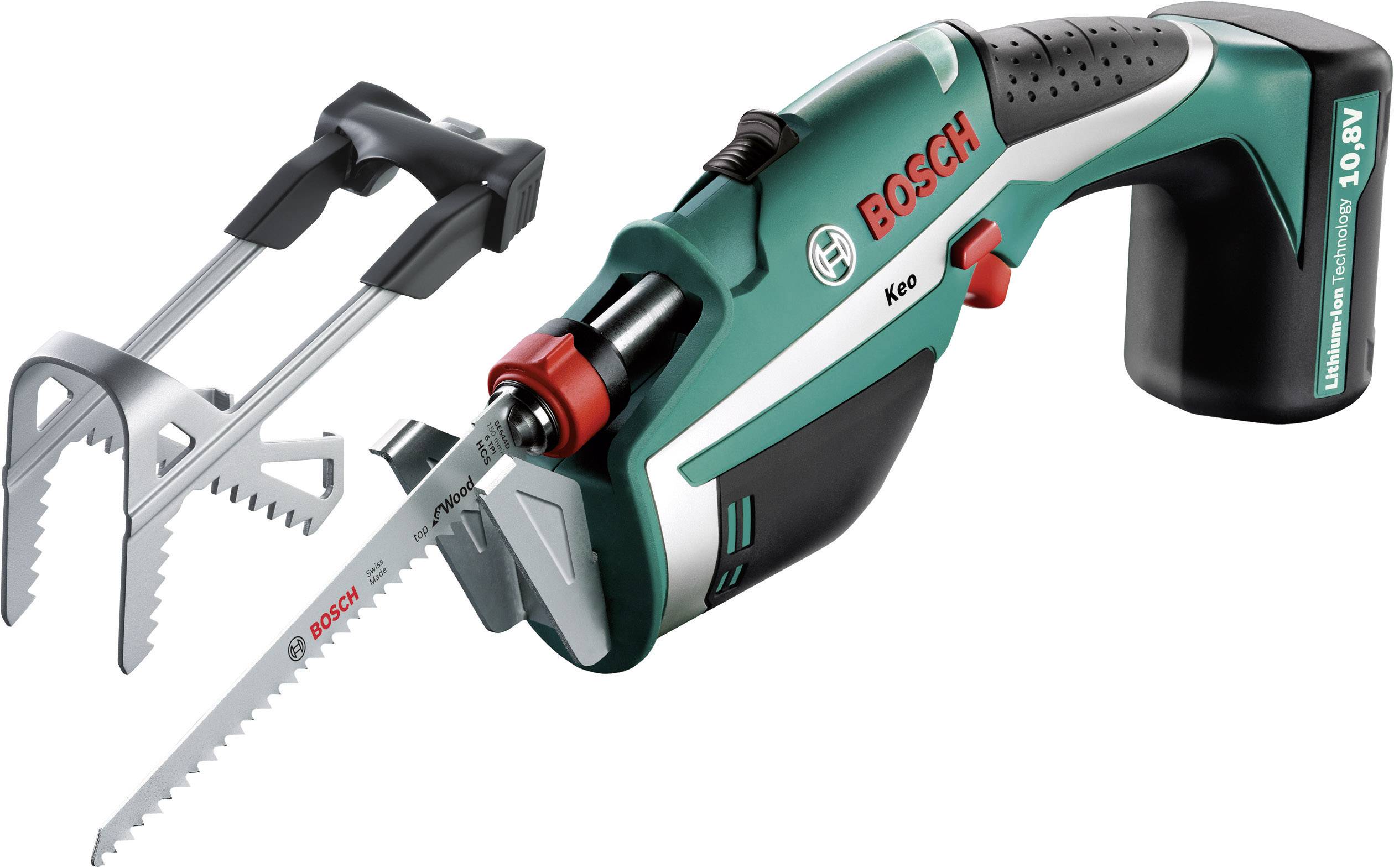 Bosch Home and Garden Keo Set Akku-Gartensäge + 5 Sägeblätter + Gartenhandschuhe + Tragekoffer 10.8V Li-Ion 0600861906