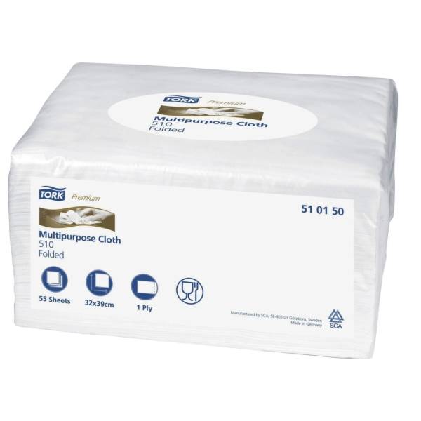 Reinigungstücher Premium 510 1-lagig 38,5x32cm weiß VE=8x55 Tücher