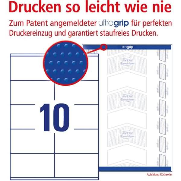 Avery-Zweckform 3425 Universal-Etiketten 105 x 57mm Papier Weiß 1000 St. Permanent haftend Tintenstrahldrucker, Laserdrucker