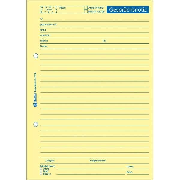 Avery Zweckform Gesprächsnotiz 1018 DIN A5 gelb 50Blatt