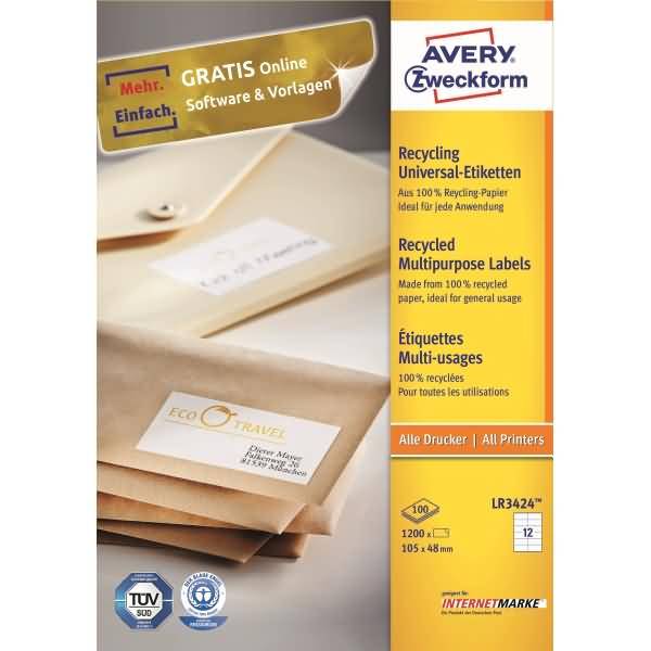 Universal-Etiketten 105x48mm Recycling naturweiß VE=1200 Stück