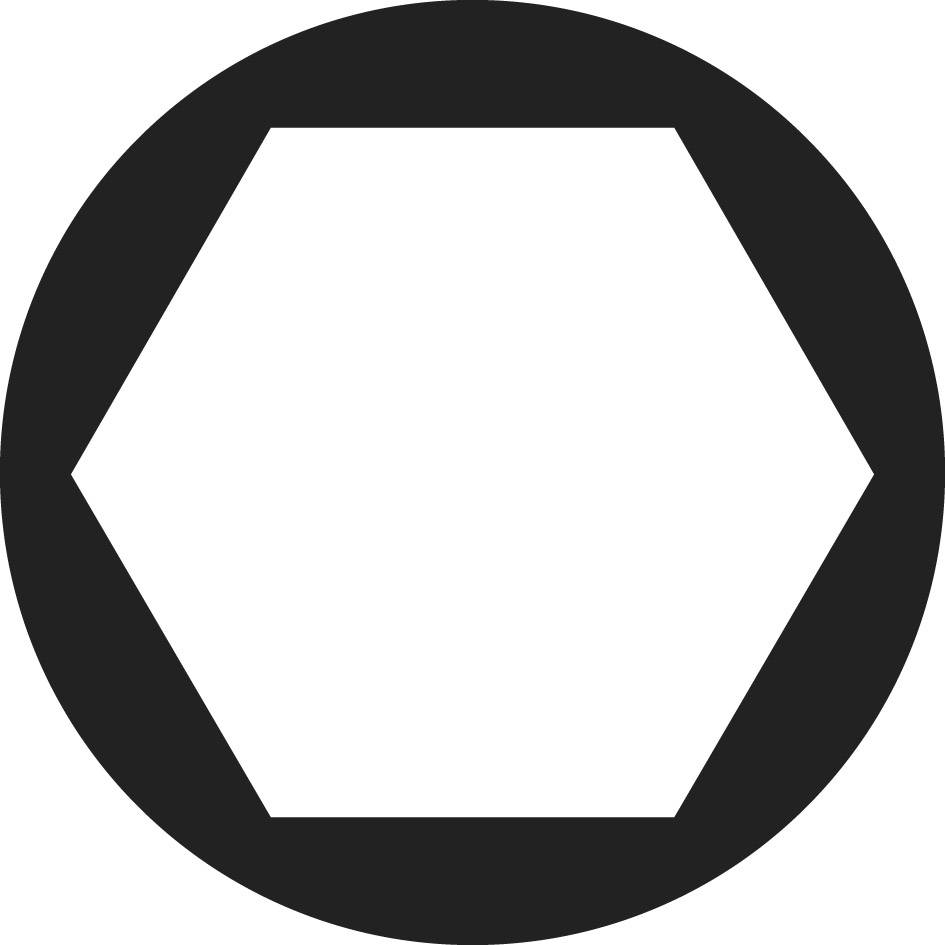 Sechseckiges Schild auf weißem Hintergrund.