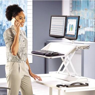 Fellowes Lotus™ Workstation Sitz-Steh-Schreibtischaufsatz Höhen-Bereich: 0 bis 432 mm Weiß