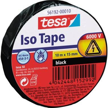 tesa 56192-00010-22 Isolierband Schwarz (L x B) 10 m x 15 mm 1 St.