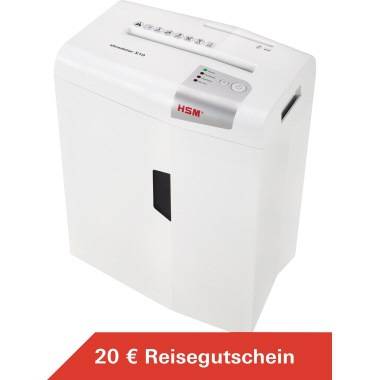 HSM shredstar X10 Aktenvernichter 10 Blatt Partikelschnitt 4.5 x 30mm P-4 20l Vernichtet auch CDs, DVDs, Heftklammern