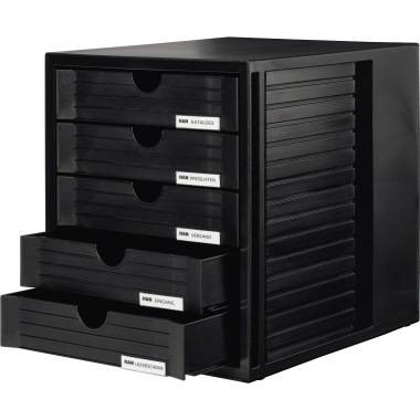 HAN Systembox 1450-13 Schubladenbox Schwarz DIN A4, DIN C4 Anzahl der Schubfächer: 5