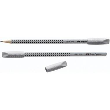 Faber-Castell Radierer Eraser CAP GRIP 2001 grau/weiß 2 St./Pack.
