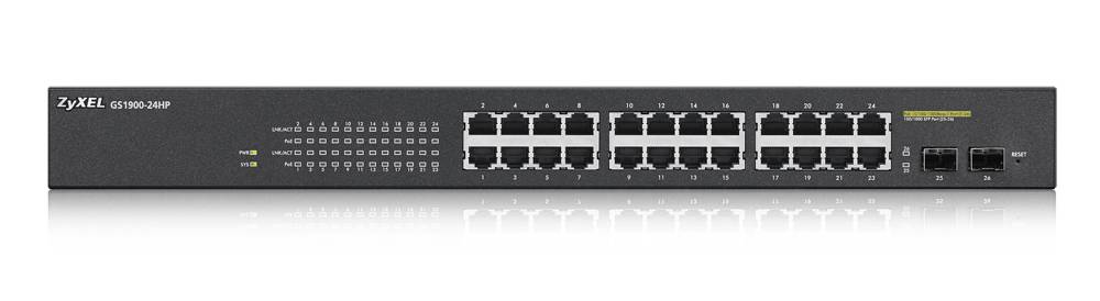 ZyXEL Switch 19" 24x GE GS1900-24HP 24x PoE+ Ports,