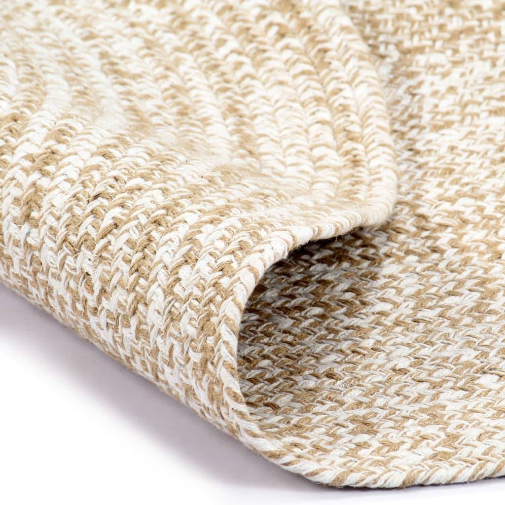 vidaXL Teppich Handgefertigt Jute Weiß und Natur 150 cm