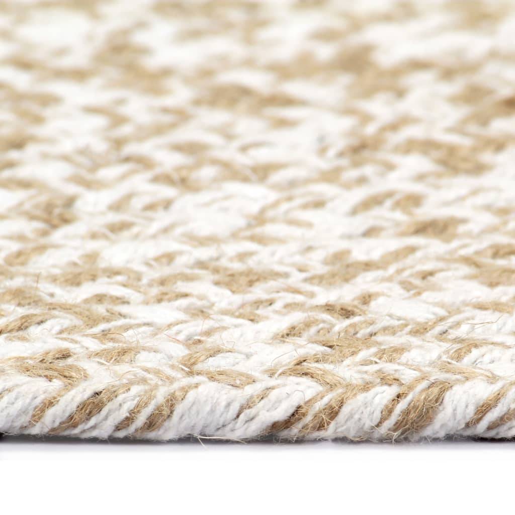 vidaXL Teppich Handgefertigt Jute Weiß und Natur 150 cm
