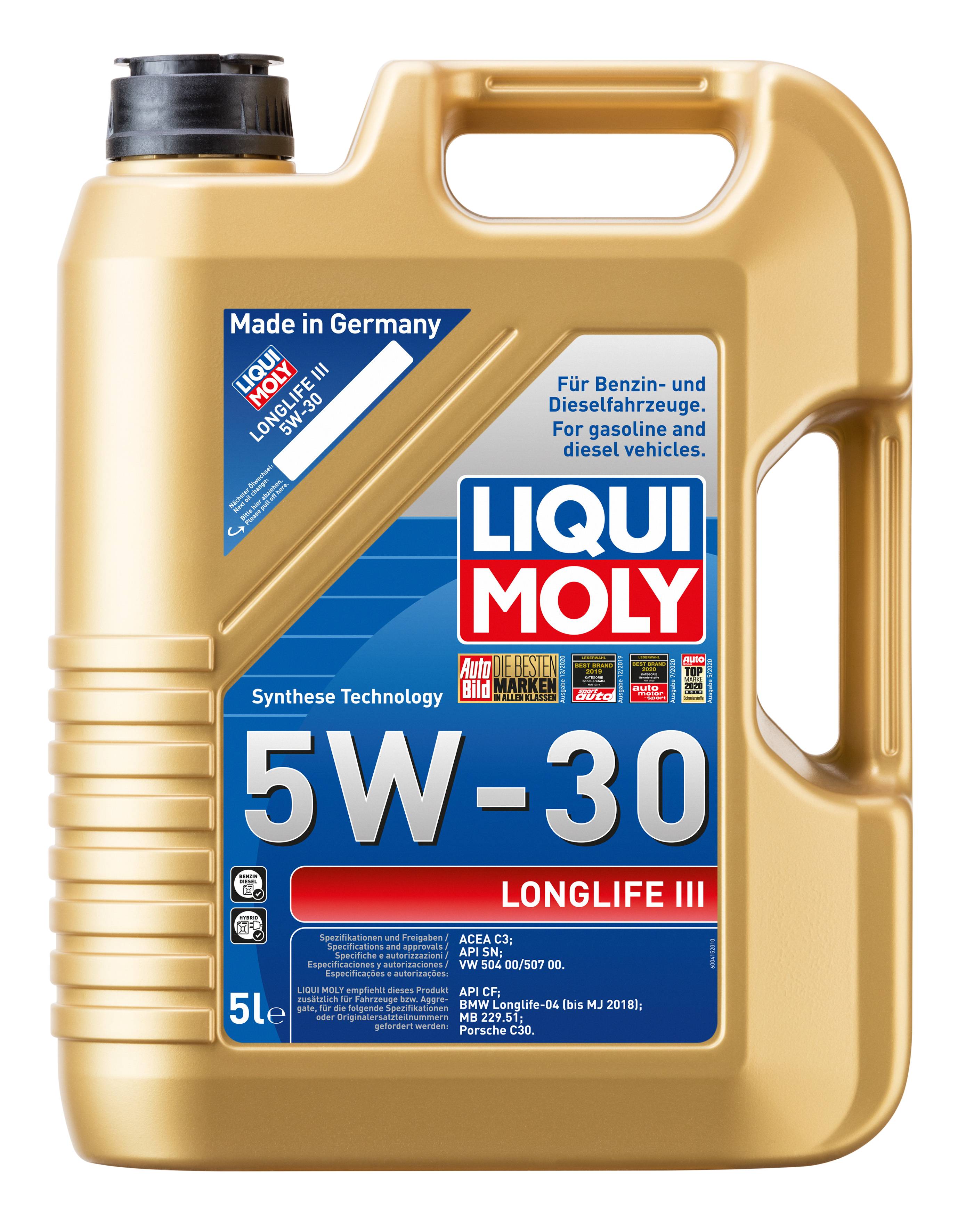 Longlife III 5W-30 Liqui Moly, 4 Stück je 5 l