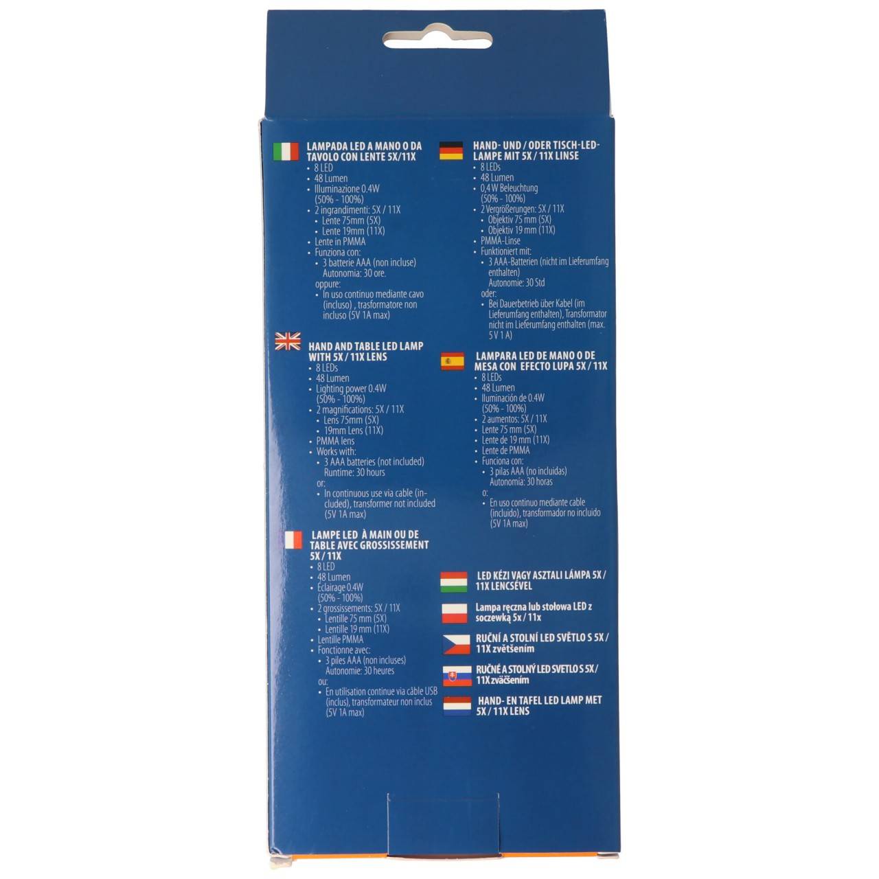 LED Hand- oder Tischleuchte LE037, tragbare Lupe, Tisch- oder Handlupe mit 8 LEDs, 2 Vergrößerungen, inklusive Batterien