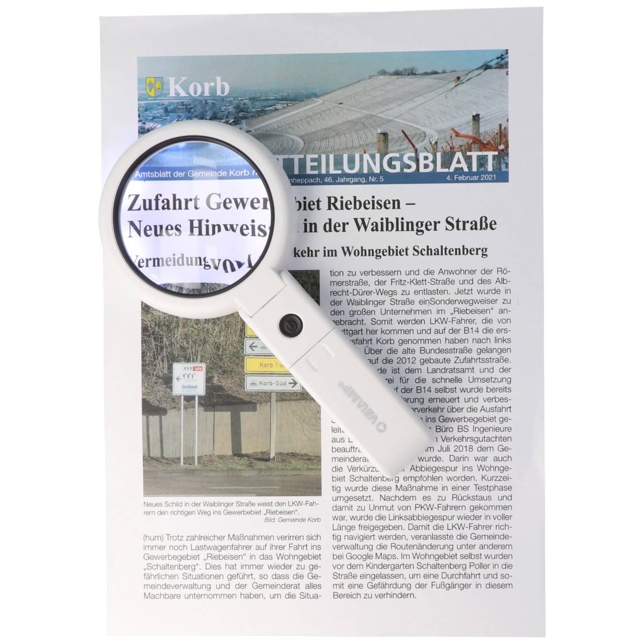 LED Hand- oder Tischleuchte LE037, tragbare Lupe, Tisch- oder Handlupe mit 8 LEDs, 2 Vergrößerungen, inklusive Batterien