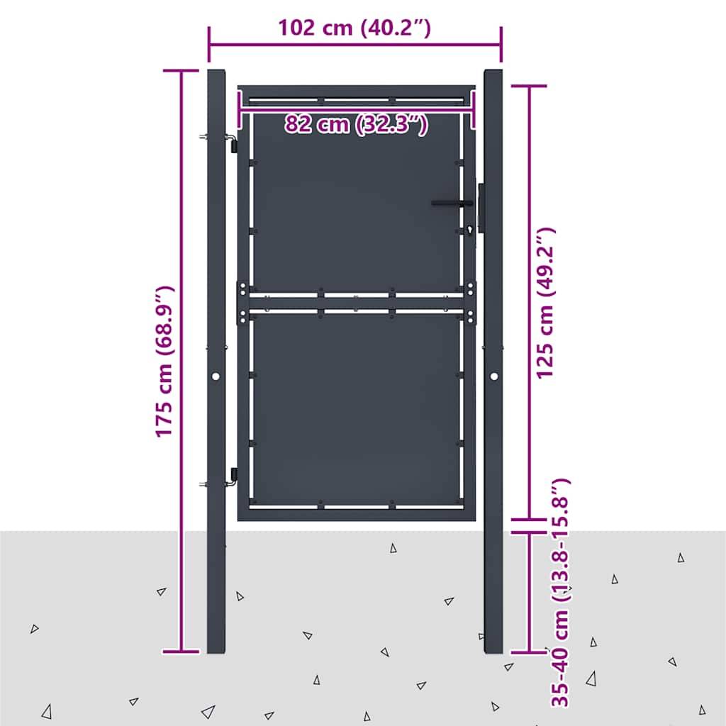 vidaXL Gartentor Stahl 100×125 cm Anthrazit