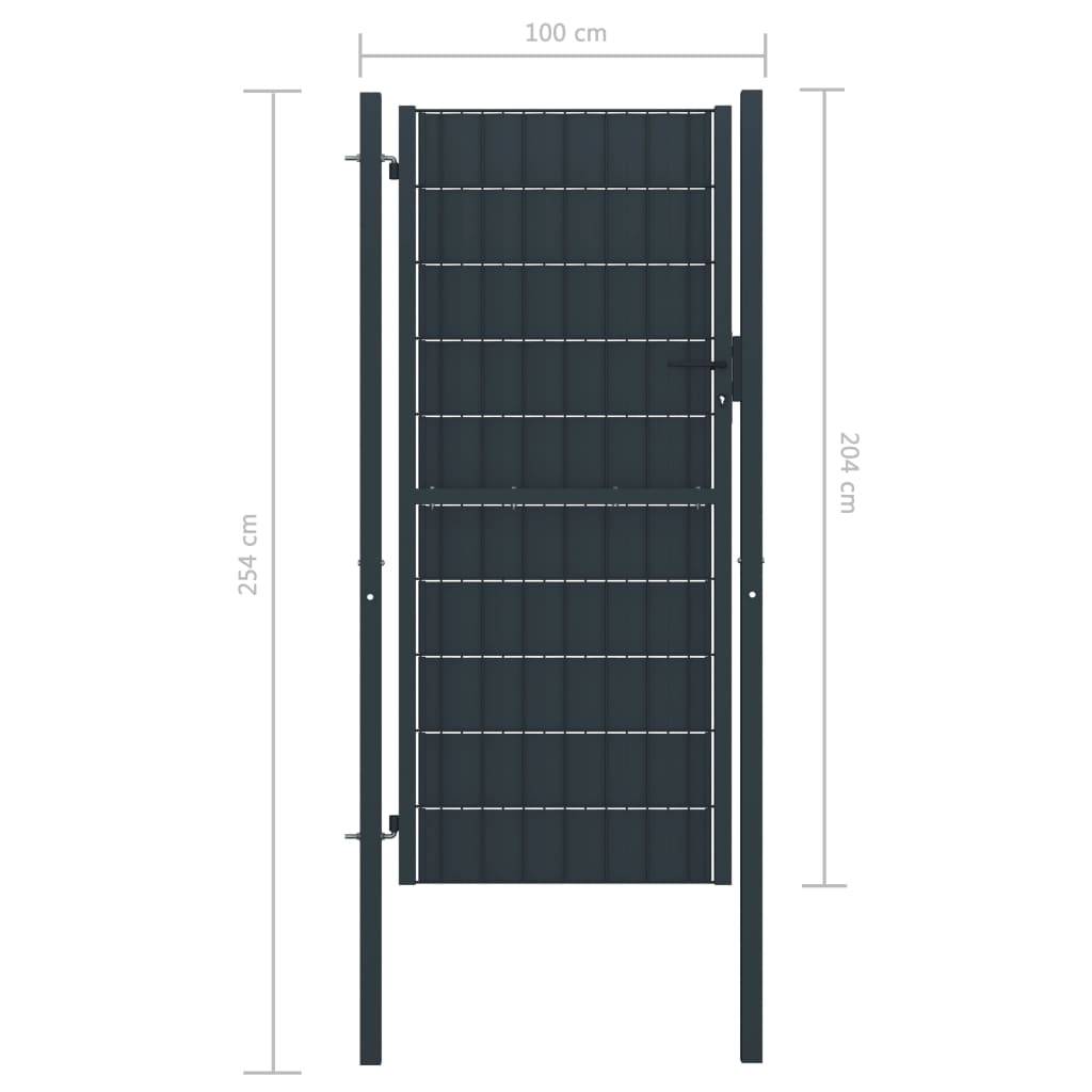 vidaXL Zauntor PVC und Stahl 100x204 cm Anthrazit