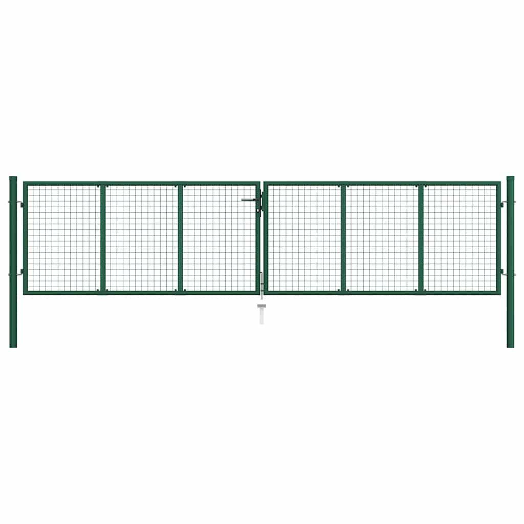 vidaXL Doppelstabmatten-Doppeltor Stahl 390x75 cm Grün