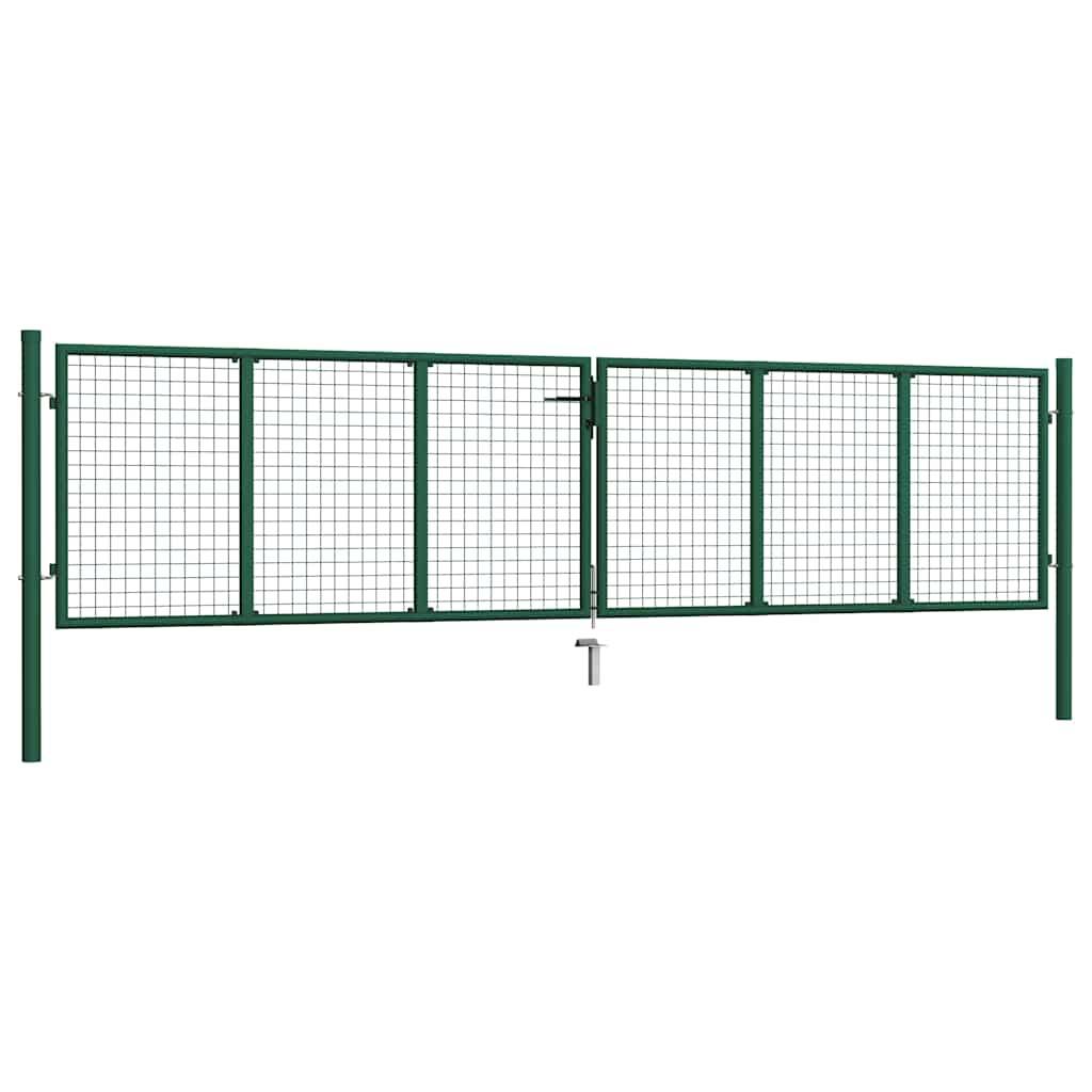vidaXL Doppelstabmatten-Doppeltor Stahl 390x75 cm Grün