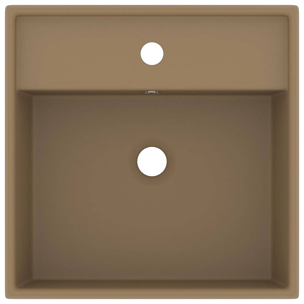 vidaXL Luxus-Waschbecken Überlauf Quadratisch Matt Creme 41x41 cm