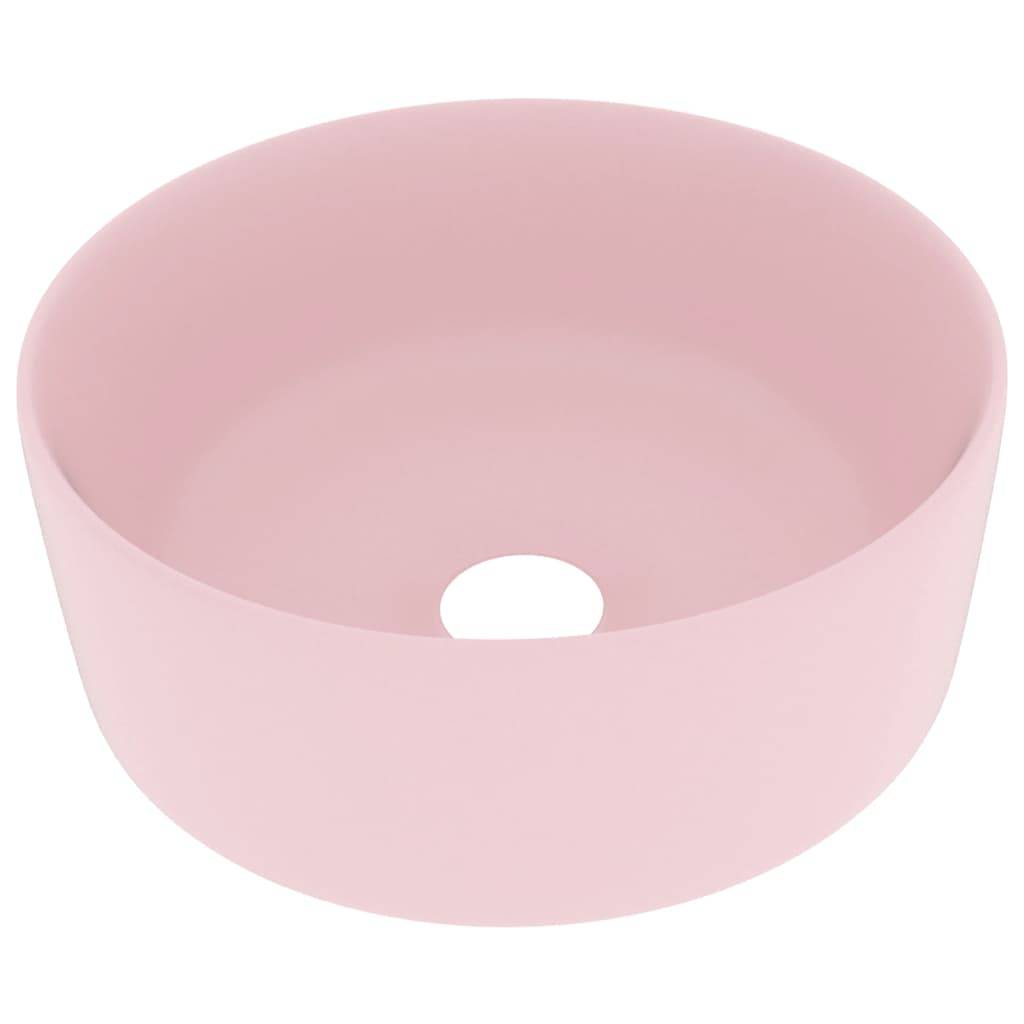 vidaXL Luxuriöses Waschbecken Rund Matt Rosa 40x15 cm Keramik