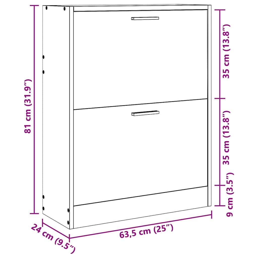 Weißer Holz-Schuhschrank mit 2 Schuhkippern