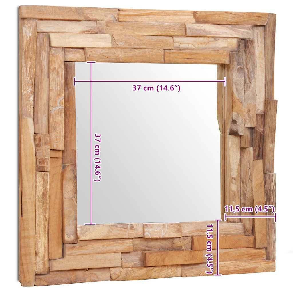 vidaXL Dekorativer Spiegel Teak 60 x 60 cm Quadratisch