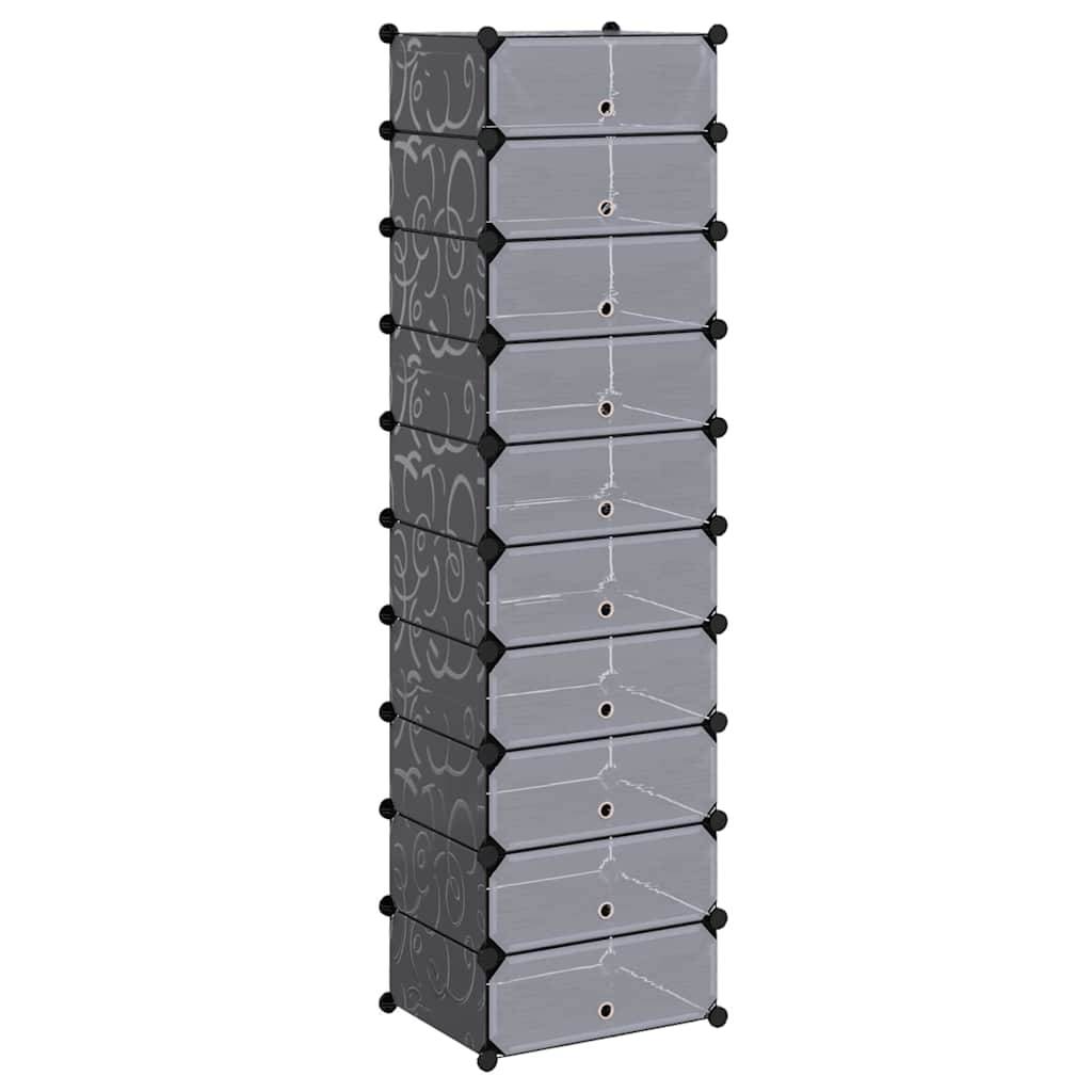vidaXL Schuh-Organizer Zusammenklappbar mit 10 Fächern Schwarz