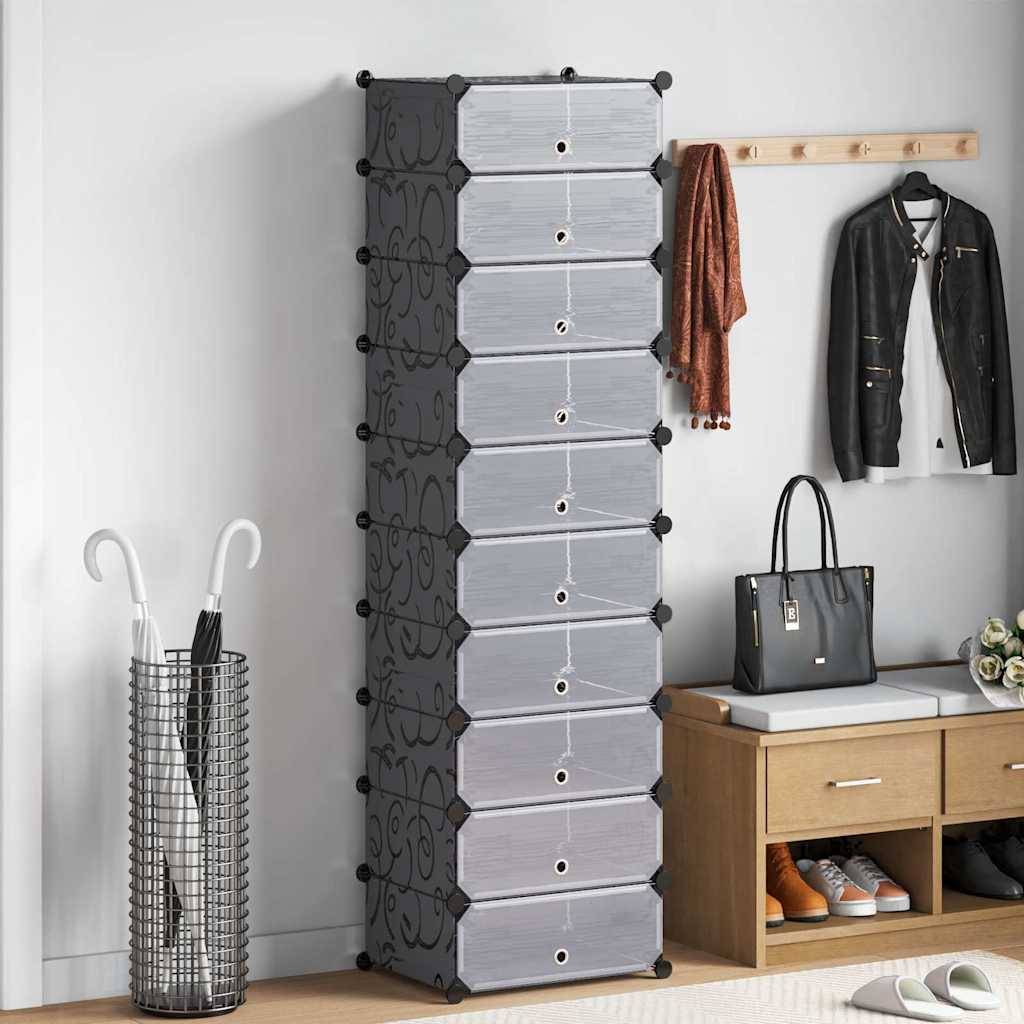 vidaXL Schuh-Organizer Zusammenklappbar mit 10 Fächern Schwarz