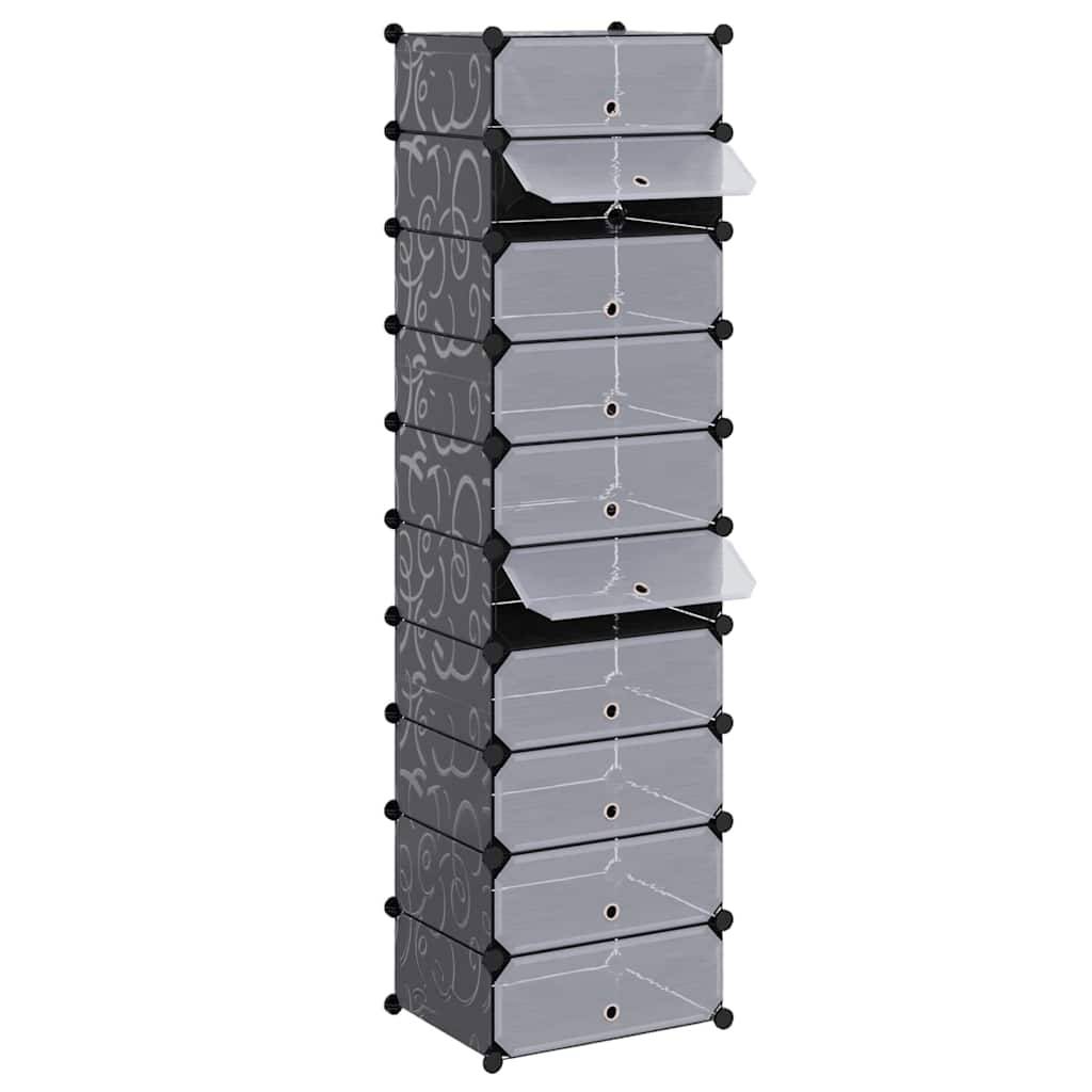vidaXL Schuh-Organizer Zusammenklappbar mit 10 Fächern Schwarz