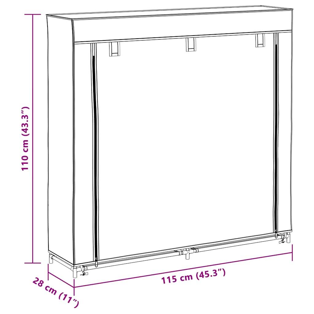 vidaXL Schuhschrank mit Abdeckung Grau 115 x 28 x 110 cm Stoff