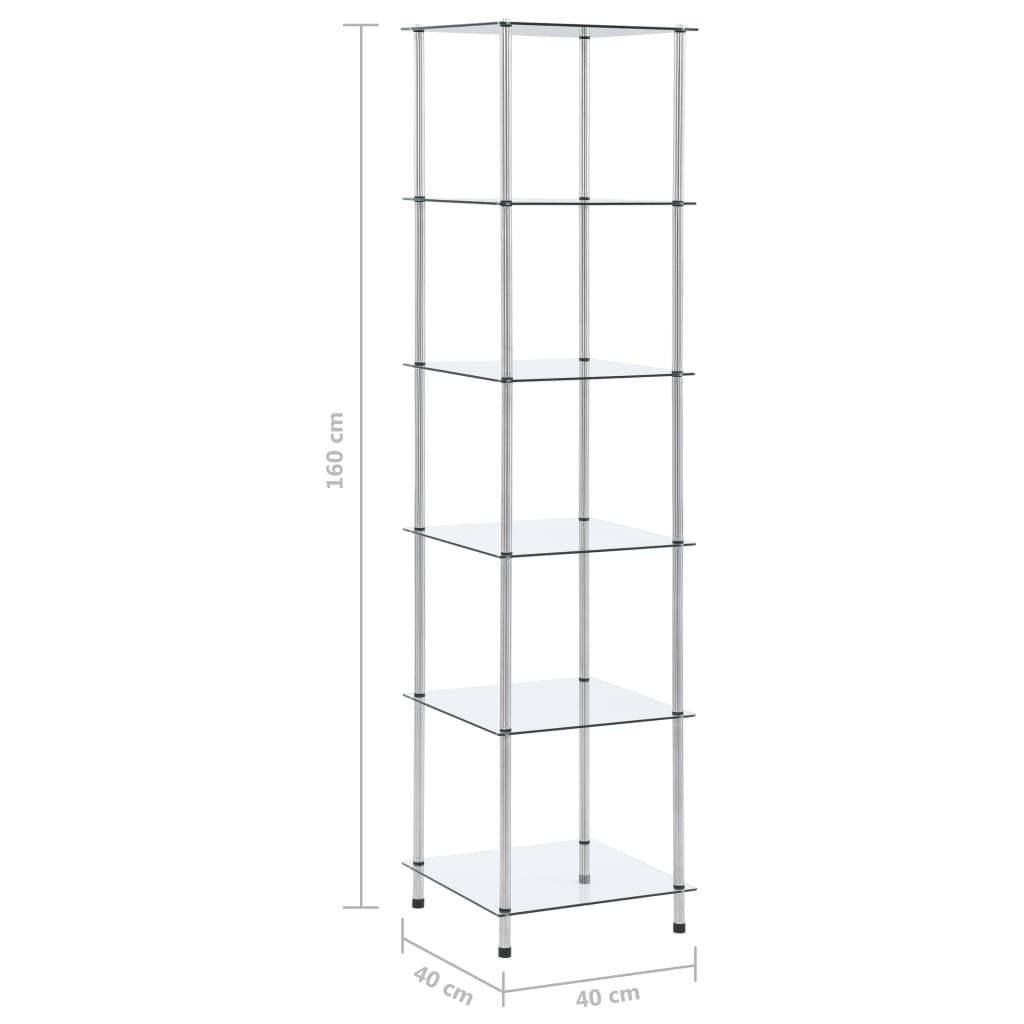 vidaXL Regal mit 6 Ablagen Transparent 40x40x160 cm Hartglas