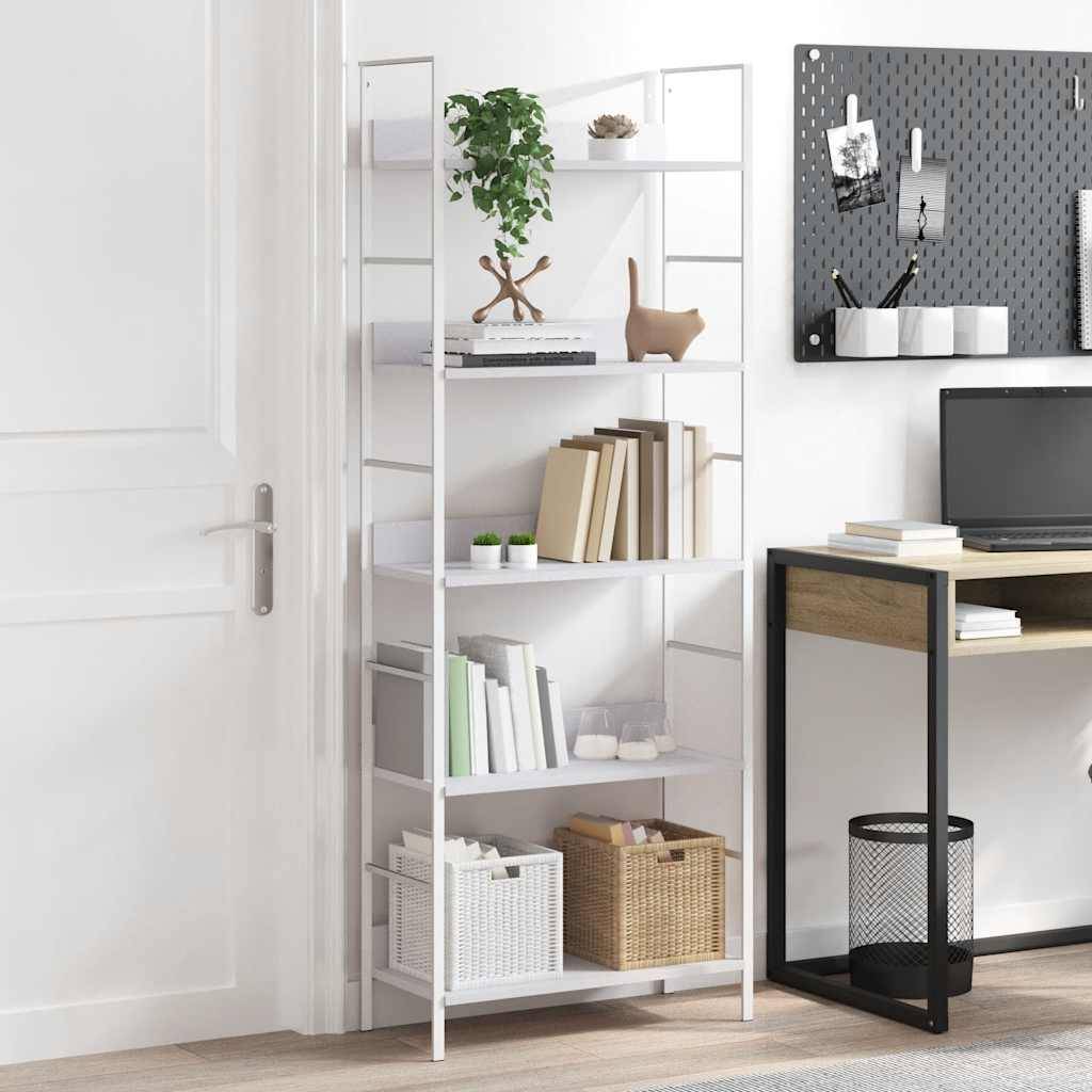 vidaXL Bücherregal 5 Regalböden Weiß 60x27,6x158,5 cm Holzwerkstoff
