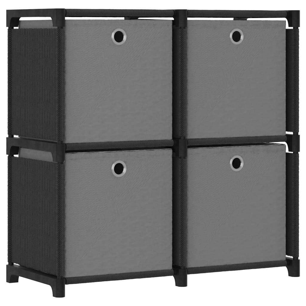 vidaXL Würfelregal mit 4 Boxen Schwarz 69x30x72,5 cm Stoff