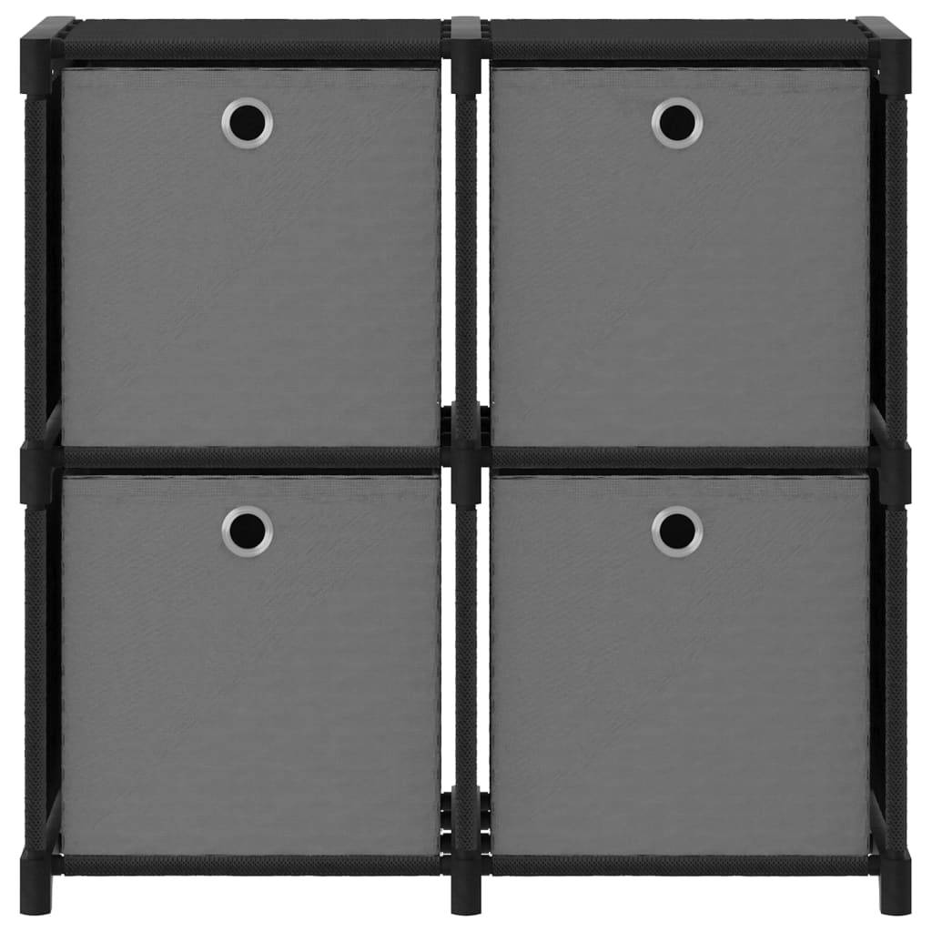 vidaXL Würfelregal mit 4 Boxen Schwarz 69x30x72,5 cm Stoff