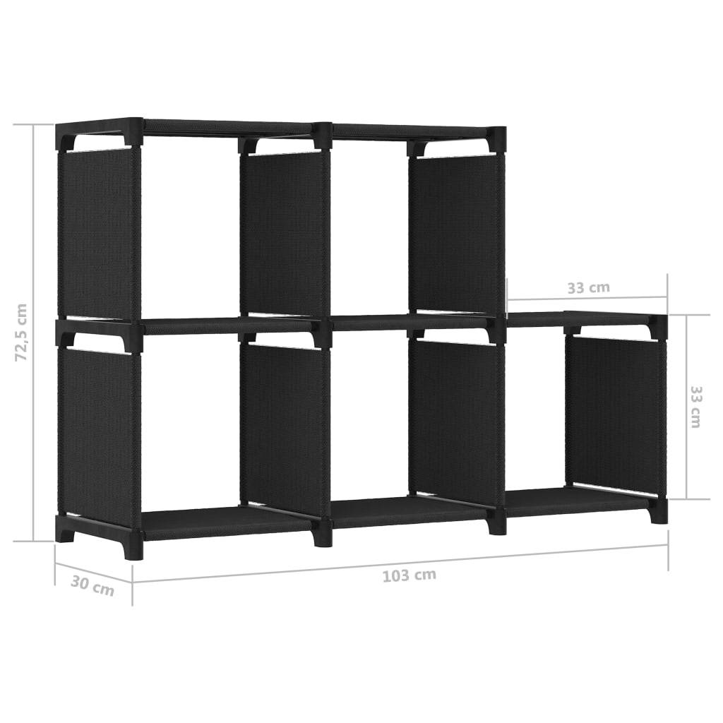 vidaXL Würfelregal mit 5 Fächern Schwarz 103x30x72,5 cm Stoff