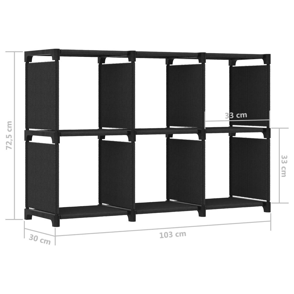 vidaXL Würfel-Regal 6 Fächer Schwarz 103x30x72,5 cm Stoff
