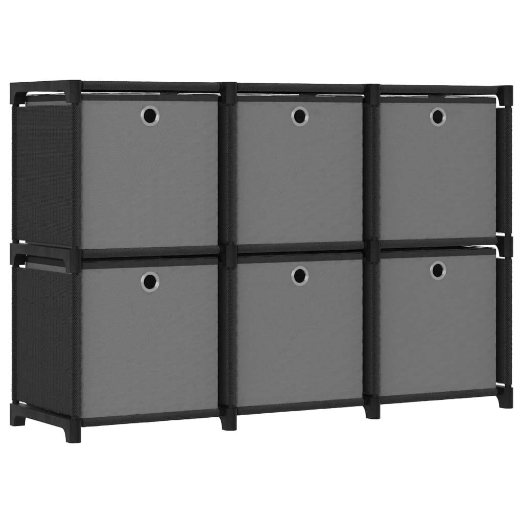 vidaXL Würfelregal mit 6 Boxen Schwarz 103x30x72,5 cm Stoff