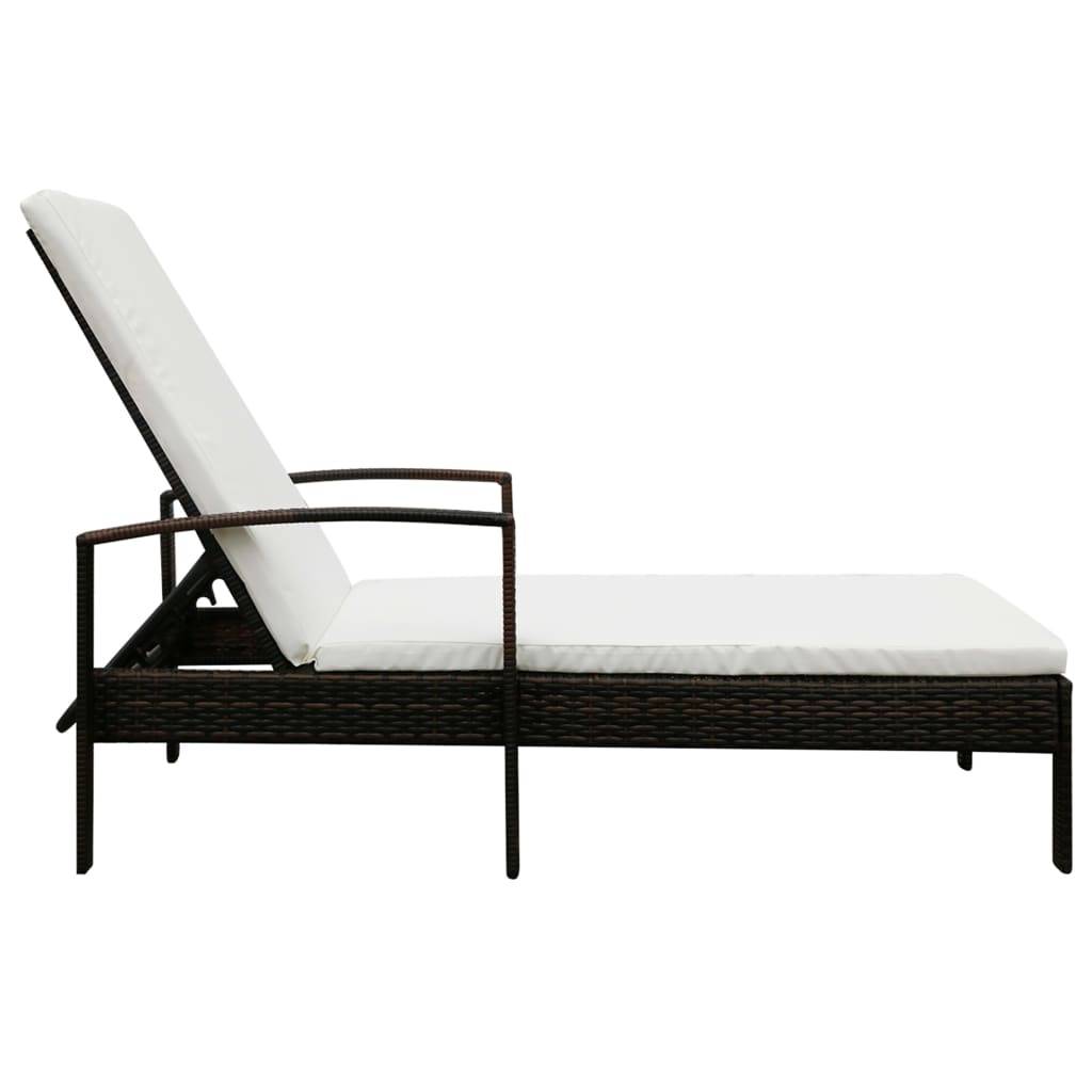 vidaXL Sonnenliege mit Auflage Poly Rattan Braun